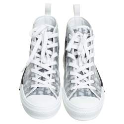 Dior White/Grey Oblique Mesh B23 High Top Sneakers Size 41