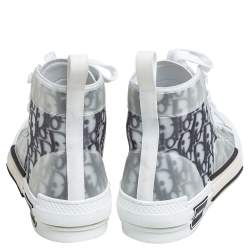 Dior White/Grey Oblique Mesh B23 High Top Sneakers Size 41
