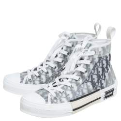 Dior White/Grey Oblique Mesh B23 High Top Sneakers Size 41