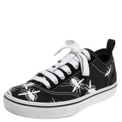 Dior Black/White Bee Print Canvas and Suede Lace Up Sneakers Size 41