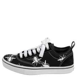 Dior Black/White Bee Print Canvas and Suede Lace Up Sneakers Size 41