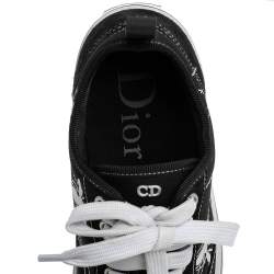 Dior Black/White Bee Print Canvas and Suede Lace Up Sneakers Size 41