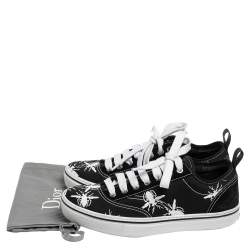 Dior Black/White Bee Print Canvas and Suede Lace Up Sneakers Size 41