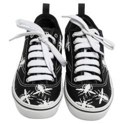 Dior Black/White Bee Print Canvas and Suede Lace Up Sneakers Size 41
