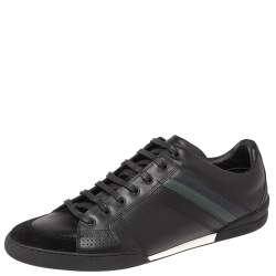 Pre Owned Dior Black Leather And Suede Lace Up Sneakers Size 45