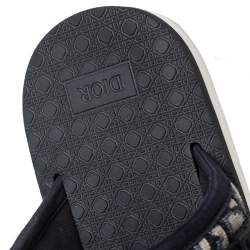 Dior Navy Blue Oblique Canvas Alpha Slide Flats Size 42