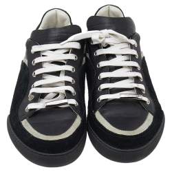 Dior Homme Black/White Leather and Suede Low Top Sneakers Size 42.5