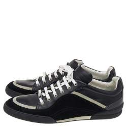 Dior Homme Black/White Leather and Suede Low Top Sneakers Size 42.5