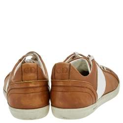 Dior Homme Brown/White Leather Lace Up Low Top Sneakers Size 41