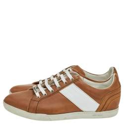 Dior Homme Brown/White Leather Lace Up Low Top Sneakers Size 41