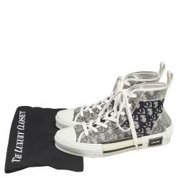 Dior White/Black PVC And Oblique Mesh B23 High Top Sneakers Size 41.5