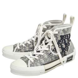 Dior White/Black PVC And Oblique Mesh B23 High Top Sneakers Size 41.5