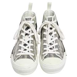 Dior White/Black PVC And Oblique Mesh B23 High Top Sneakers Size 41.5