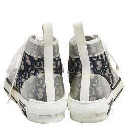 Dior White/Black PVC And Oblique Mesh B23 High Top Sneakers Size 41.5