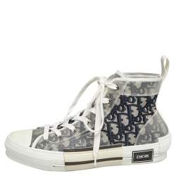 Dior White/Black PVC And Oblique Mesh B23 High Top Sneakers Size 41.5