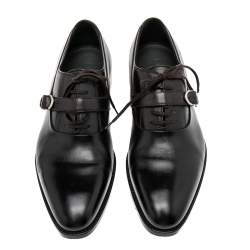 Pre Owned Dior Black Leather Lace Up Oxfords Size 41.5