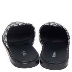 Dior Blue/Beige Oblique Embroidered Canvas Mules Size 42