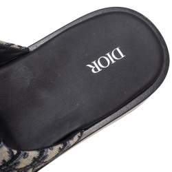 Dior Blue/Beige Oblique Embroidered Canvas Mules Size 42