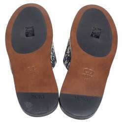 Dior Blue/Beige Oblique Embroidered Canvas Mules Size 42