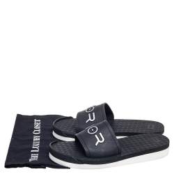 Dior Black Rubber Logo Slide Sandals Size 42