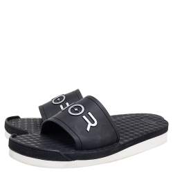 Dior Black Rubber Logo Slide Sandals Size 42