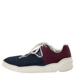 Dior Navy Blue/Burgundy Fabric And Leather B17 Low Top Sneakers Size 43
