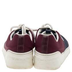 Dior Navy Blue/Burgundy Fabric And Leather B17 Low Top Sneakers Size 43