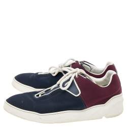 Dior Navy Blue/Burgundy Fabric And Leather B17 Low Top Sneakers Size 43