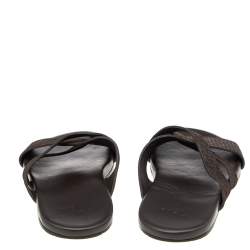 Dior Brown Suede Crisscross Flat Slides Size 39