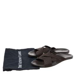 Dior Brown Suede Crisscross Flat Slides Size 39