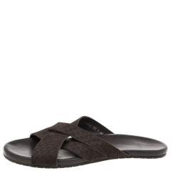 Dior Brown Suede Crisscross Flat Slides Size 39