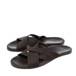 Dior Brown Suede Crisscross Flat Slides Size 39