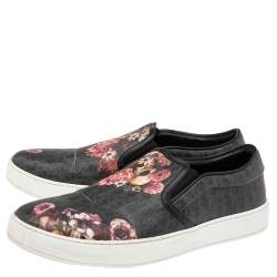 Dior Grey Canvas Flower Print Slip On Sneakers Size 42