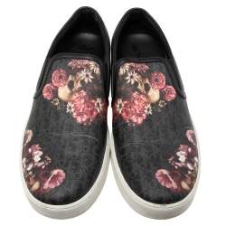 Dior Grey Canvas Flower Print Slip On Sneakers Size 42