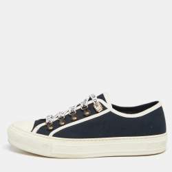 Dior Navy Blue/White Canvas  Walk'n'Dior Low Top Sneakers  Size 40