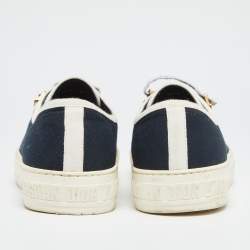 Dior Navy Blue/White Canvas  Walk'n'Dior Low Top Sneakers  Size 40