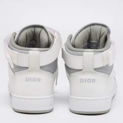Dior White/Grey Leather B27 High Top Sneakers Size 46