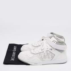 Dior White/Grey Leather B27 High Top Sneakers Size 46