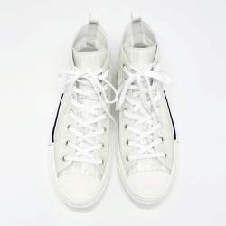 Dior White Oblique Mesh And PVC B23 High Top Sneakers Size 46.5