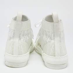 Dior White Oblique Mesh And PVC B23 High Top Sneakers Size 46.5