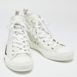 Dior White Oblique Mesh And PVC B23 High Top Sneakers Size 46.5