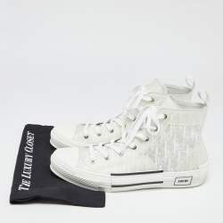 Dior White Oblique Mesh And PVC B23 High Top Sneakers Size 46.5