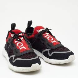 Pre Owned Dior Homme Black/Red Knit Fabric B21 Neo Athletic Sneakers Size 42.5