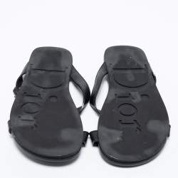 Dior Black Leather Crisscross Flat Sandals Size 40 