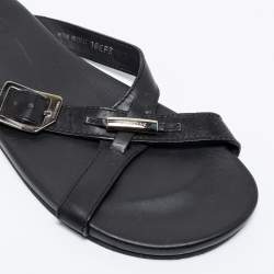 Dior Black Leather Crisscross Flat Sandals Size 40 