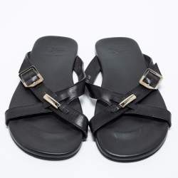 Dior Black Leather Crisscross Flat Sandals Size 40 