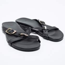 Dior Black Leather Crisscross Flat Sandals Size 40 