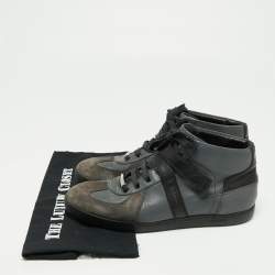 Dior Tri-Color Leather and Suede High-Top Sneakers Size 40.5