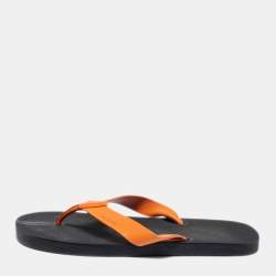 Dior Orange Leather Thong Flat Sandals Size 40 