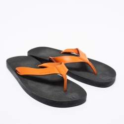 Dior Orange Leather Thong Flat Sandals Size 40 